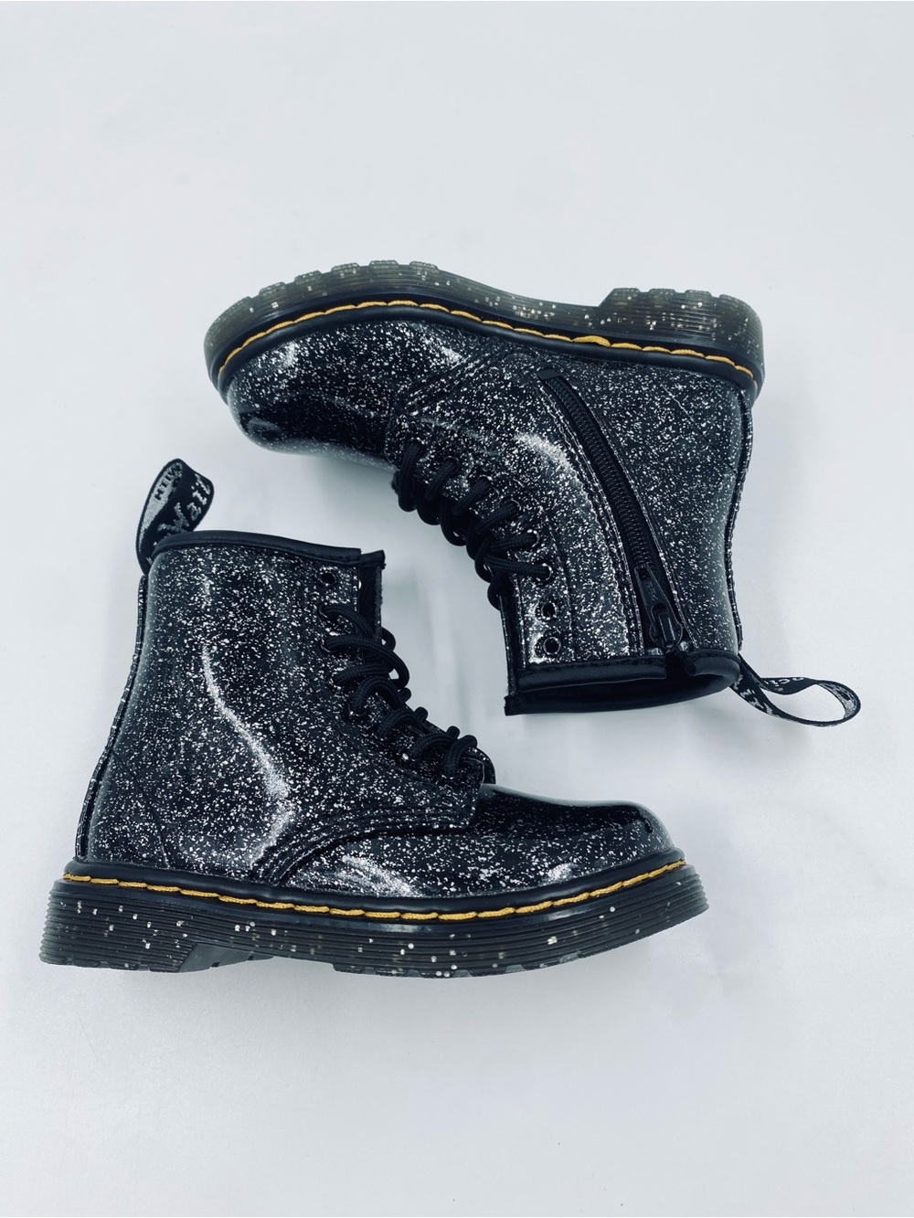 Dr Doc Martens Glitter Patent Leather Boots Toddler 8 New